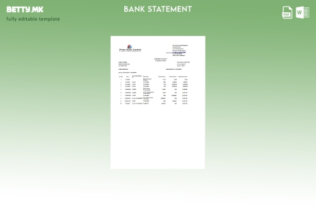 модерен стил Бангладеш Prime bank Limited шаблон за верзија на зборот на сметкат